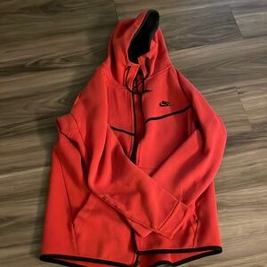 Red Nike Tech Fleece Zip Up